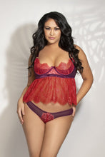 Load image into Gallery viewer, Two piece eyelash lace cami doll set

