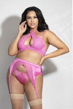 Load image into Gallery viewer, Three piece lace and satin bra set
