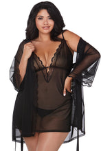 Load image into Gallery viewer, Stretch mesh chemise and robe set
