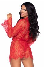 Load image into Gallery viewer, Three PC Lace Teddy and Robe Set
