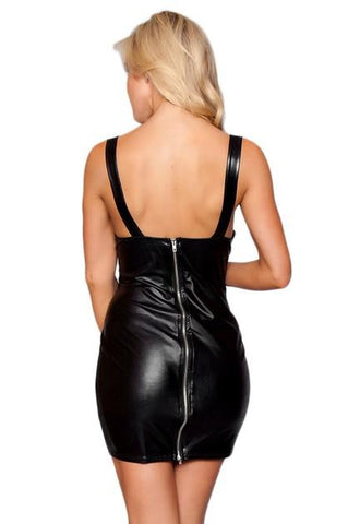 Faux Latex Open Chest Dress