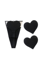 Load image into Gallery viewer, Black Heart Invisi Knix Thong With Nipztix Pasties

