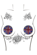 Load image into Gallery viewer, Black Union Jack Crystal Reusable Silicone Nipztix
