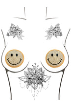 Load image into Gallery viewer, Smile On Gold Chain Crystal Face Reusable Silicone Nipztix
