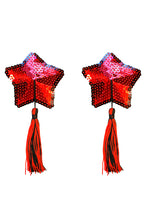 Load image into Gallery viewer, Star Spangled Red Sequin Tassel Star Reusable Nipztix
