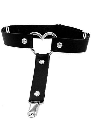 Faux Leather Heart Loop Garter Belt