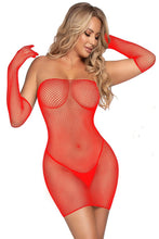 Load image into Gallery viewer, Fishnet Mini Dress Lingerie Set
