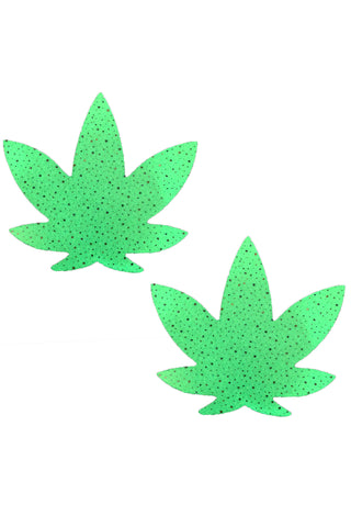 Glow Supernova Holographic Twinkle Weed Leaf Pasties