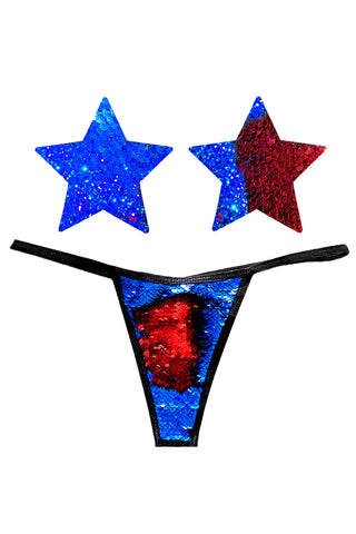 American Spirit Flip Sequin Naughty Knix with Nipztix