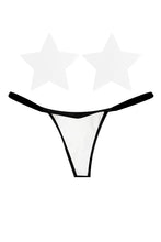 Load image into Gallery viewer, Reflective White Grey G-String Naughty Knix Pasties &amp; Panties Set
