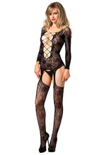 Load image into Gallery viewer, Floral Criss Cross Bodystocking

