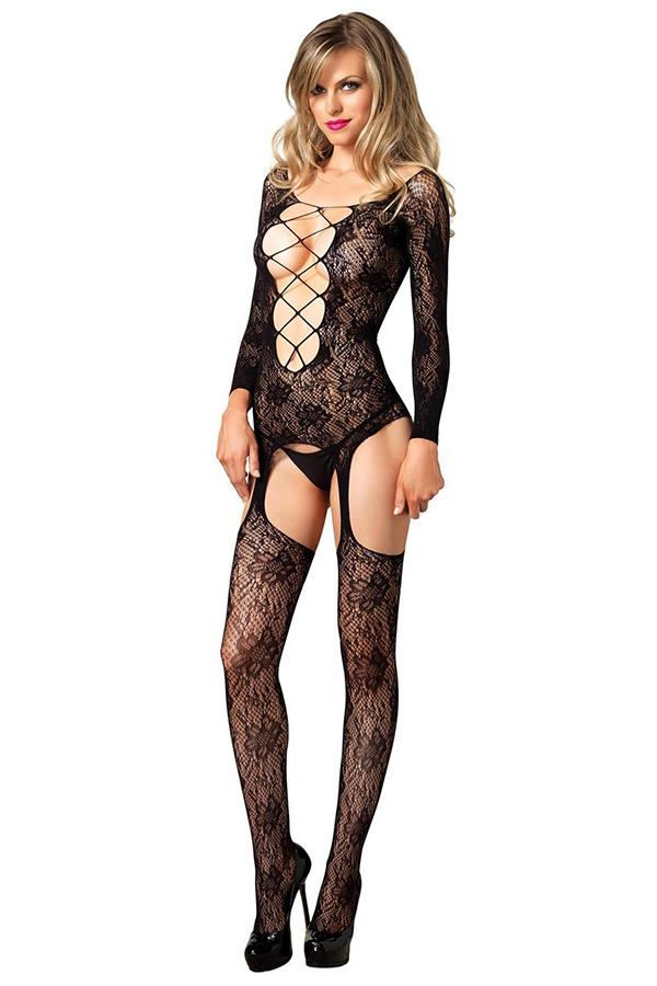 Floral Criss Cross Bodystocking