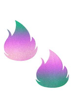 Load image into Gallery viewer, Rainbow Reflective Multicolor Flirty Flame Nipztix Pasties
