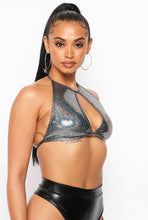 Load image into Gallery viewer, Sparkly Halter Neck Keyhole Crop Top
