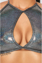 Load image into Gallery viewer, Sparkly Halter Neck Keyhole Crop Top
