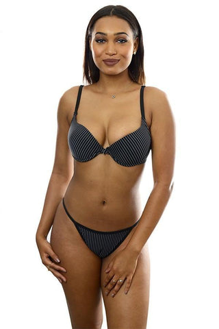 Pinstripe Bra & Thong Set
