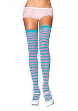Load image into Gallery viewer, Nylon Thigh Highs with Stripes
