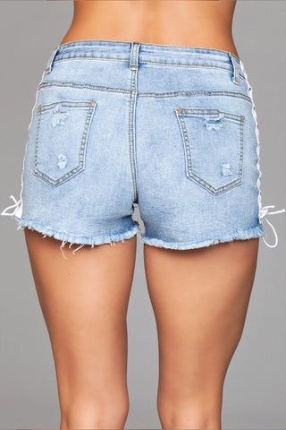 Light wash denim shorts