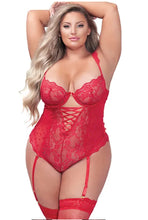 Load image into Gallery viewer, Plus Size Lace Garter Teddy
