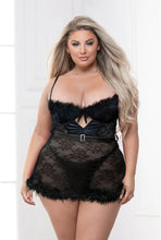 Load image into Gallery viewer, Lace and stretch satin chemise set
