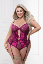 Load image into Gallery viewer, Velvet and lace thong teddy
