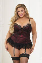 Load image into Gallery viewer, Two piece lace overlay bustier set
