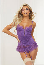Load image into Gallery viewer, Two piece lace overlay bustier set
