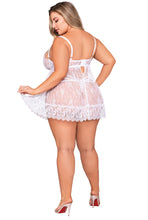 Load image into Gallery viewer, Eyelash lace babydoll and G-string set
