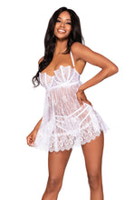 Load image into Gallery viewer, Eyelash lace babydoll and G-string set
