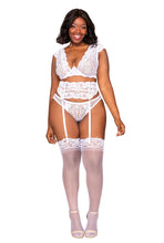 Load image into Gallery viewer, Lace Garterbelt Set with Keyhole Ribbon Back Detail
