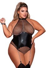 Load image into Gallery viewer, Large fishnet halter teddy
