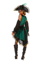 Load image into Gallery viewer, Four-Piece Emerald Pirate Costume Set
