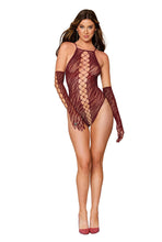 Load image into Gallery viewer, Seamless zebra fishnet teddy and glove
