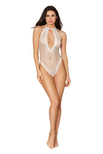 Load image into Gallery viewer, Fishnet halter teddy

