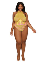 Load image into Gallery viewer, Embroidery and Dot Mesh Teddy and Bustier Set
