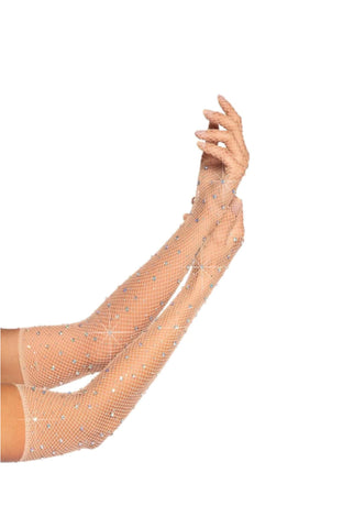 Bling Ring Rhinestone Fishnet Gloves