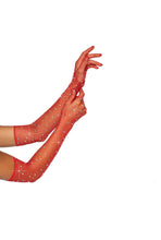 Load image into Gallery viewer, Bling Ring Rhinestone Fishnet Gloves
