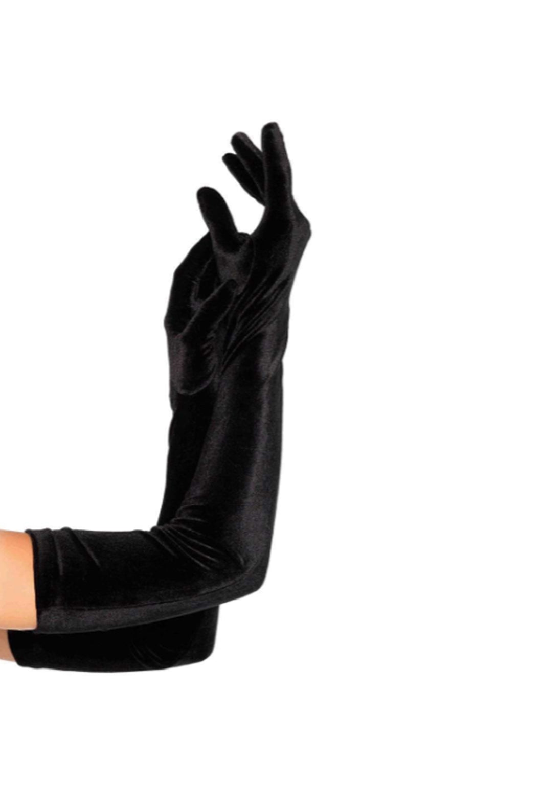Black Stretch Velvet Opera Length Gloves