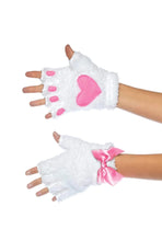 Load image into Gallery viewer, Plush Kitty Paw Fingerless Gloves
