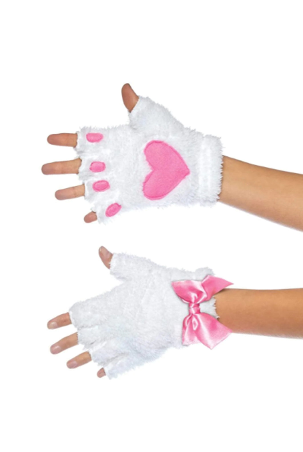 Plush Kitty Paw Fingerless Gloves