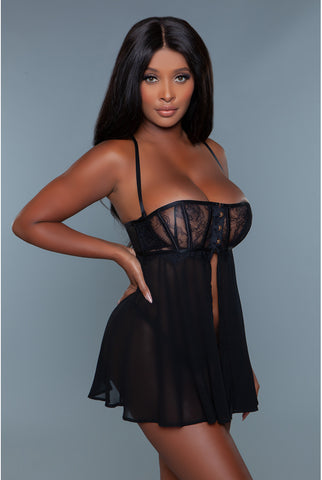 Front opening babydoll