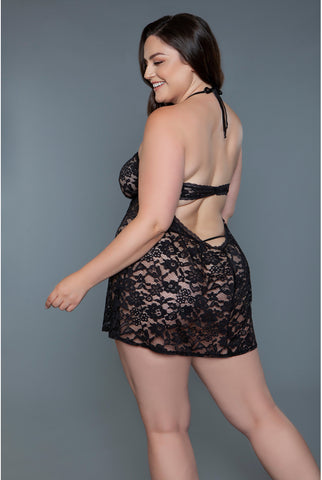 Two pc halter neck babydoll