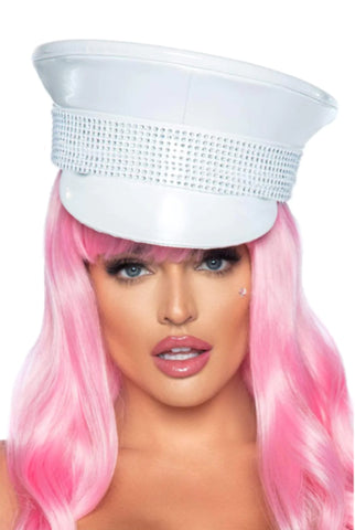 Rhinestone Trimmed Military Hat