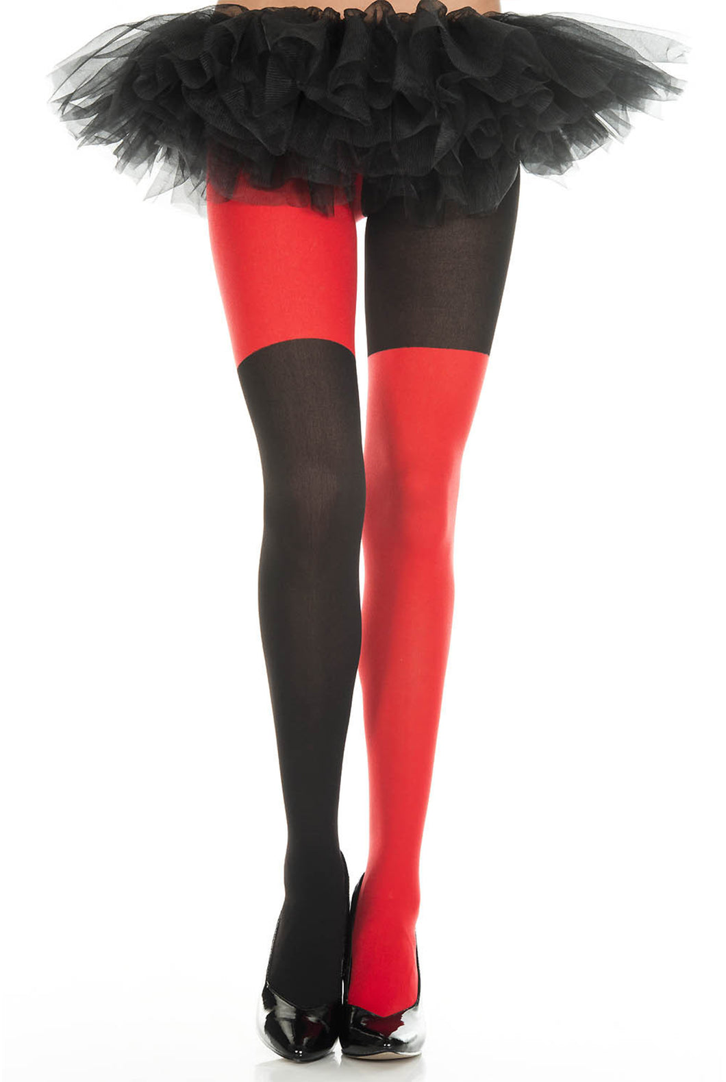 Red and black mismatch pantyhose