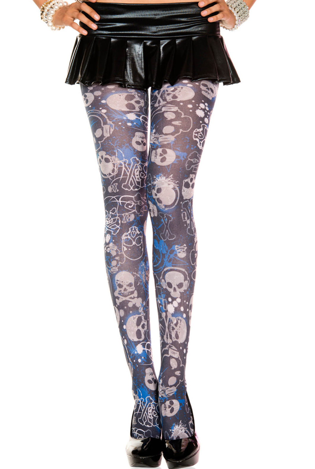Gothic graphic opaque pantyhose