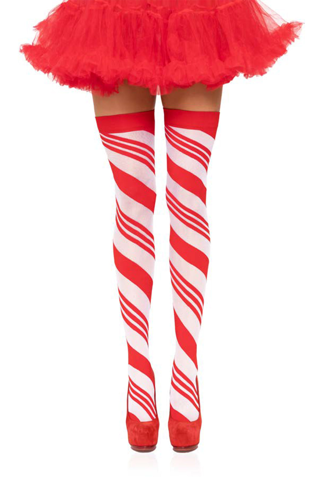 Candy cane striped thigh highs