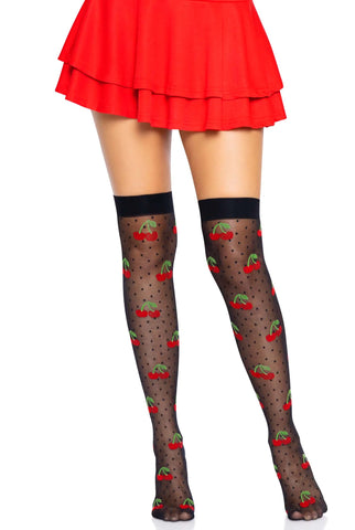 Cherry Dot Thigh Highs