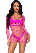 Load image into Gallery viewer, Fence Net Long Sleeved Mini Dress
