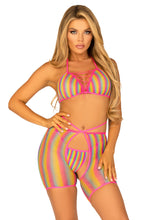 Load image into Gallery viewer, Three Piece Rainbow Lingerie Set
