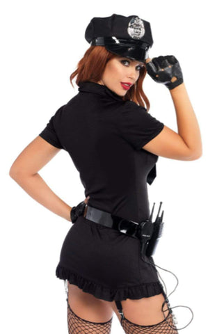 6 PCS Dirty Cop Costume – Female Adult Cop Outfit with Hat, Dress & Accessories